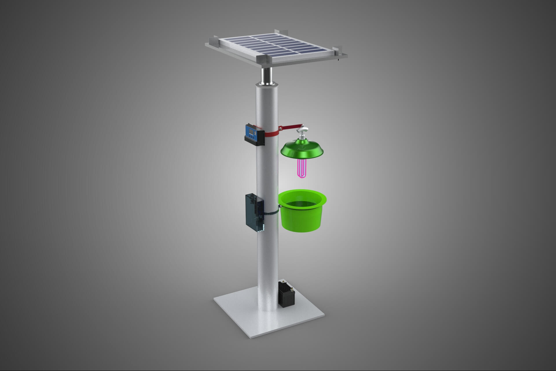 Solar Powered UV LED Light Lamp Insect Trap Pest Bug Catcher 3D Model