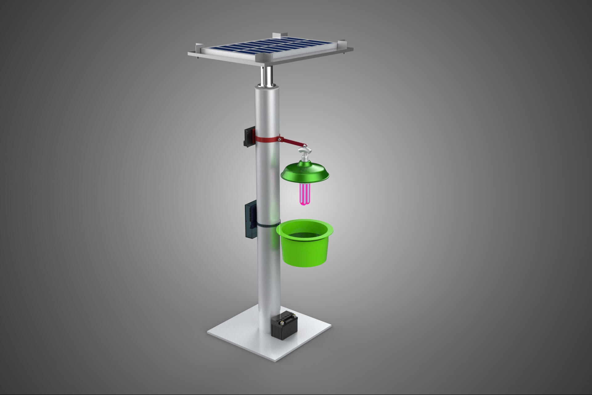 Solar Powered UV LED Light Lamp Insect Trap Pest Bug Catcher 3D Model