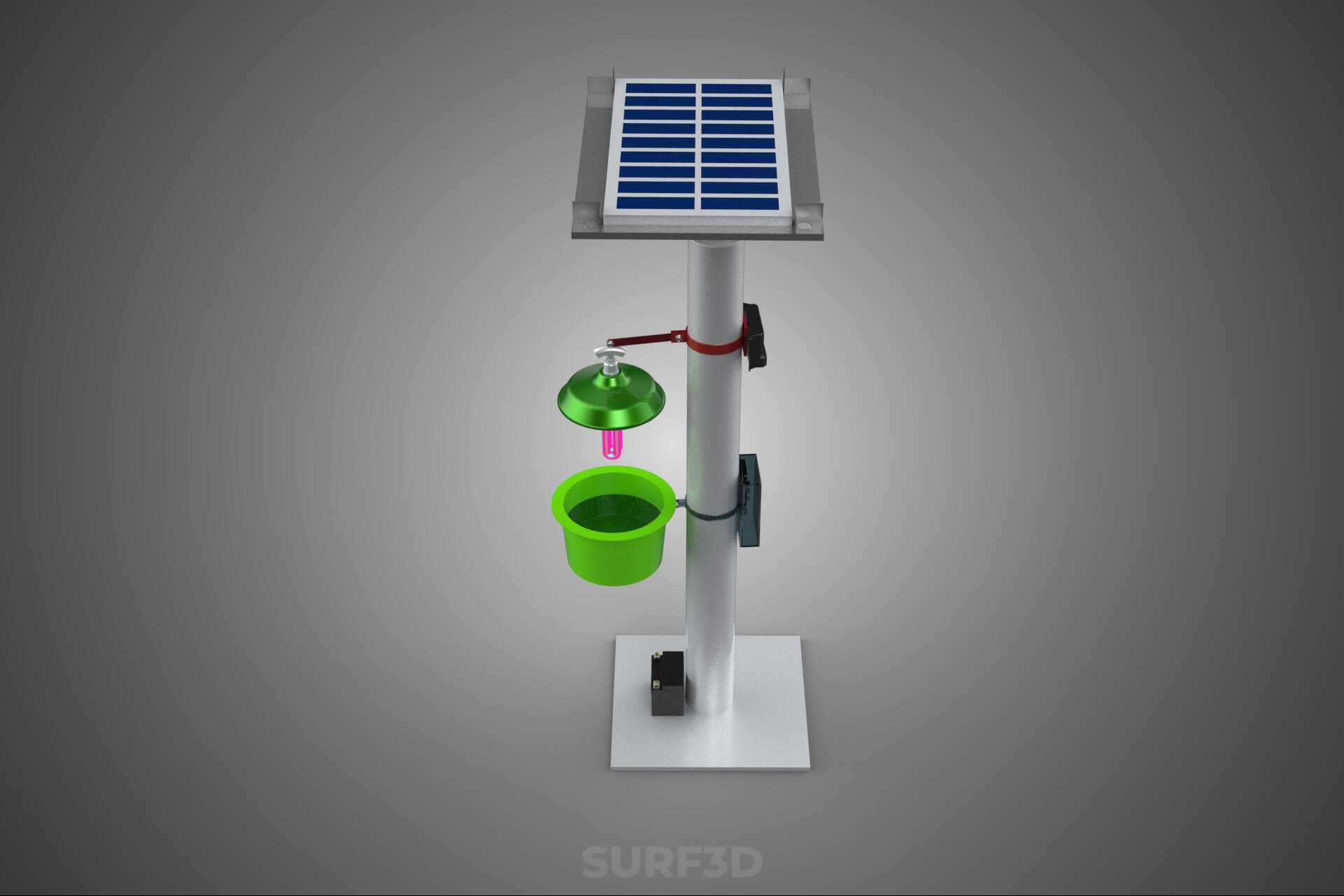 Solar Powered UV LED Light Lamp Insect Trap Pest Bug Catcher 3D Model