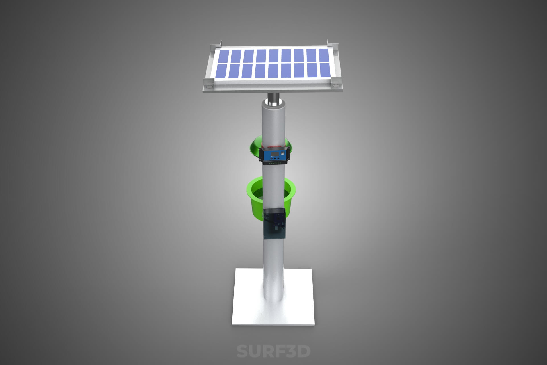 Solar Powered UV LED Light Lamp Insect Trap Pest Bug Catcher 3D Model