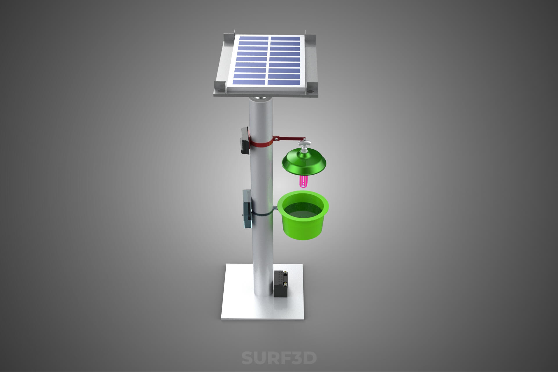Solar Powered UV LED Light Lamp Insect Trap Pest Bug Catcher 3D Model