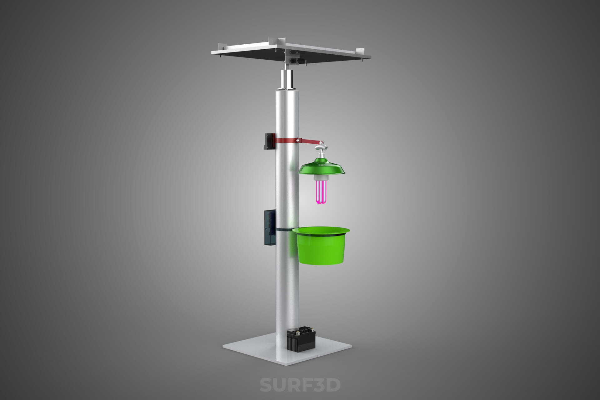 Solar Powered UV LED Light Lamp Insect Trap Pest Bug Catcher 3D Model