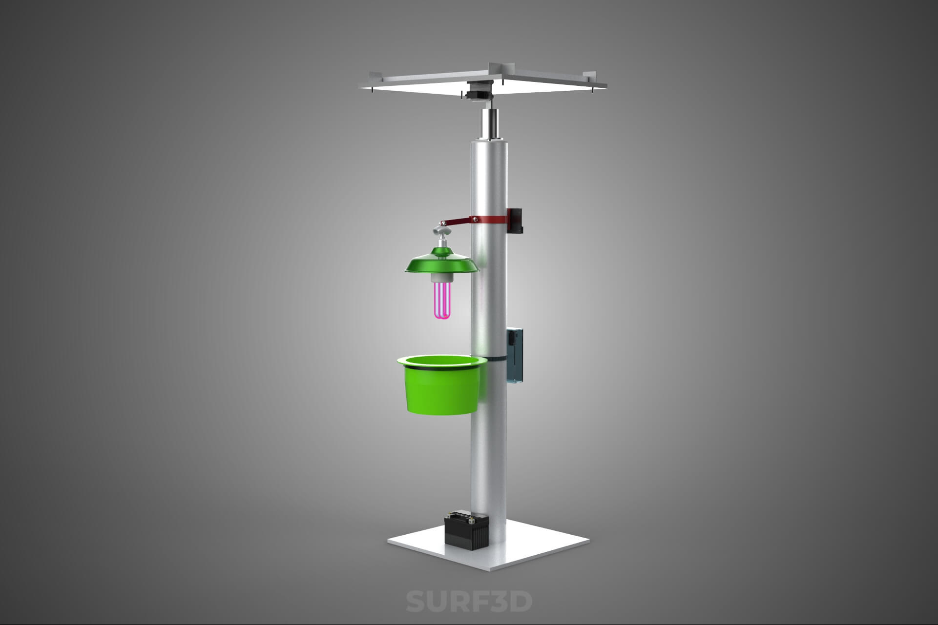 Solar Powered UV LED Light Lamp Insect Trap Pest Bug Catcher 3D Model