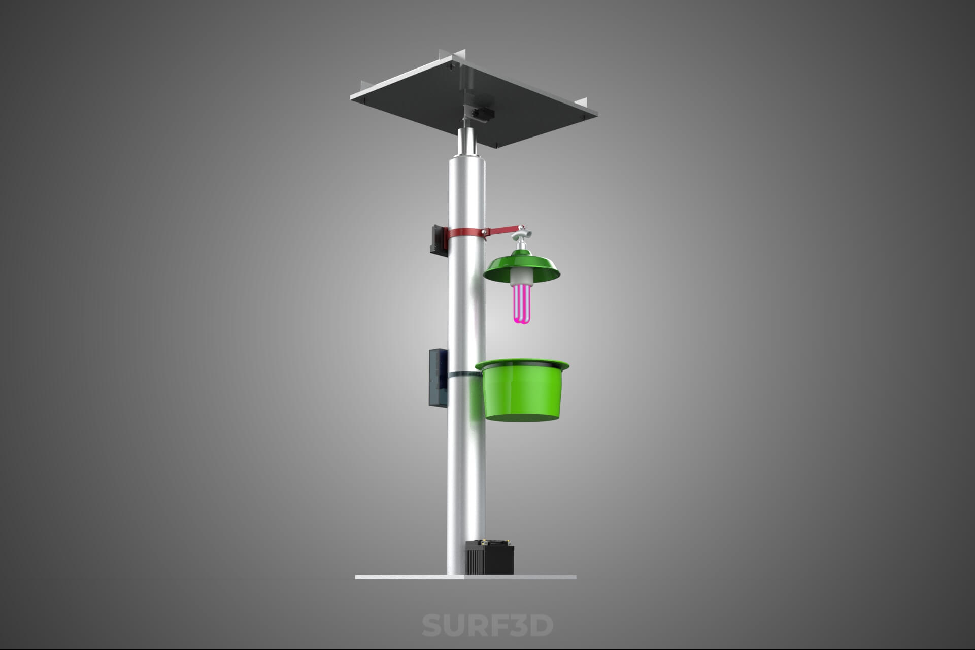 Solar Powered UV LED Light Lamp Insect Trap Pest Bug Catcher 3D Model