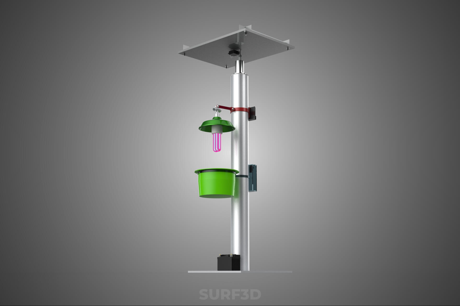 Solar Powered UV LED Light Lamp Insect Trap Pest Bug Catcher 3D Model