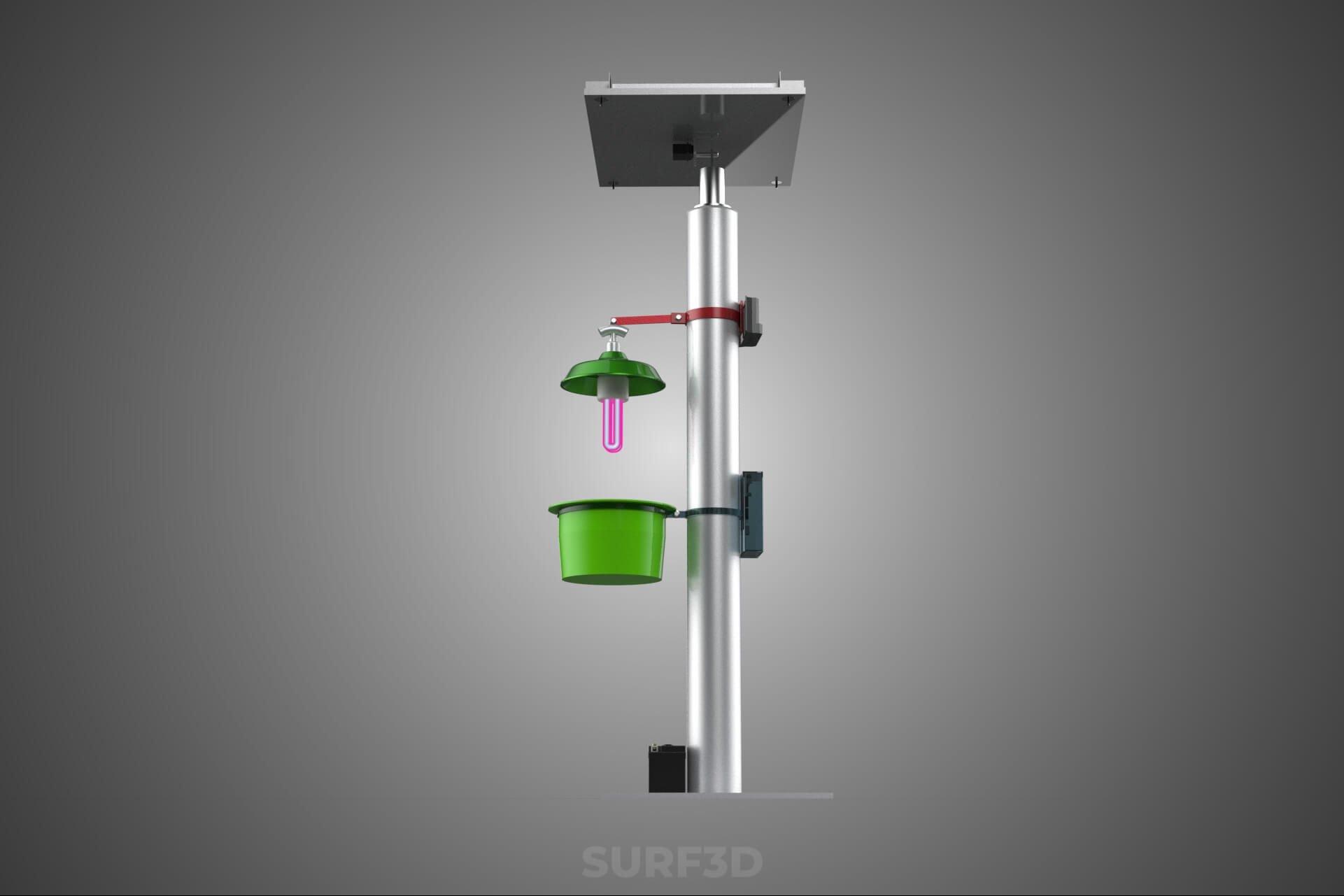 Solar Powered UV LED Light Lamp Insect Trap Pest Bug Catcher 3D Model
