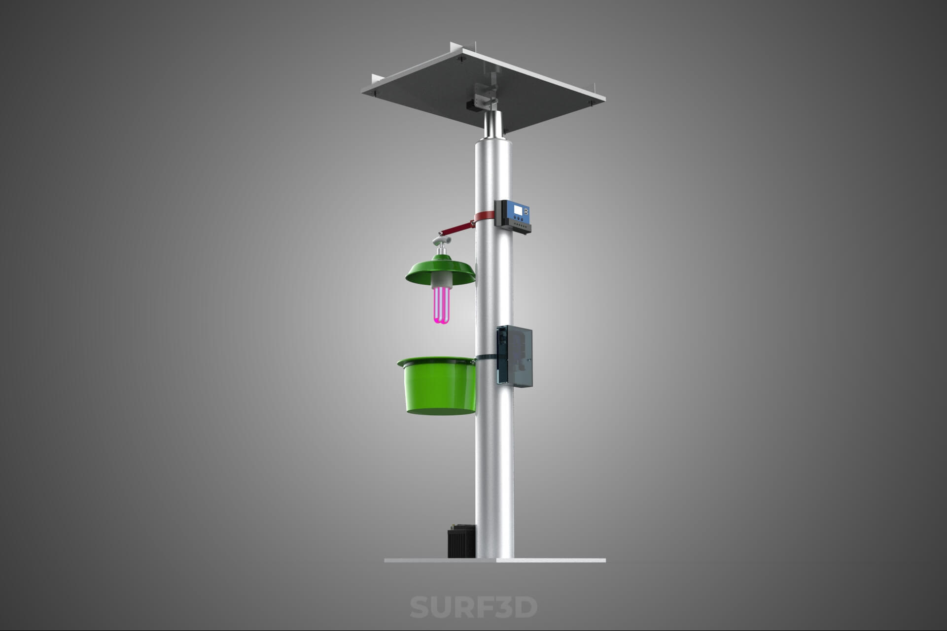 Solar Powered UV LED Light Lamp Insect Trap Pest Bug Catcher 3D Model