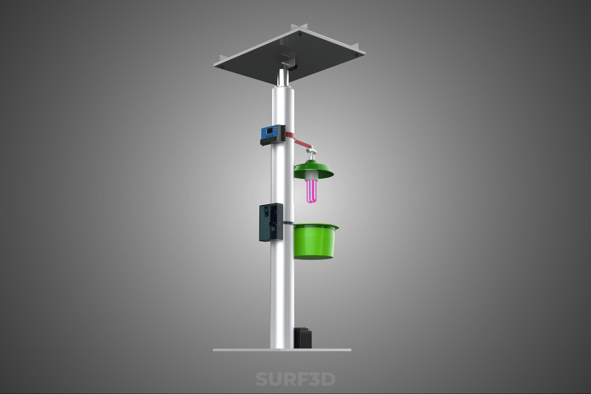Solar Powered UV LED Light Lamp Insect Trap Pest Bug Catcher 3D Model