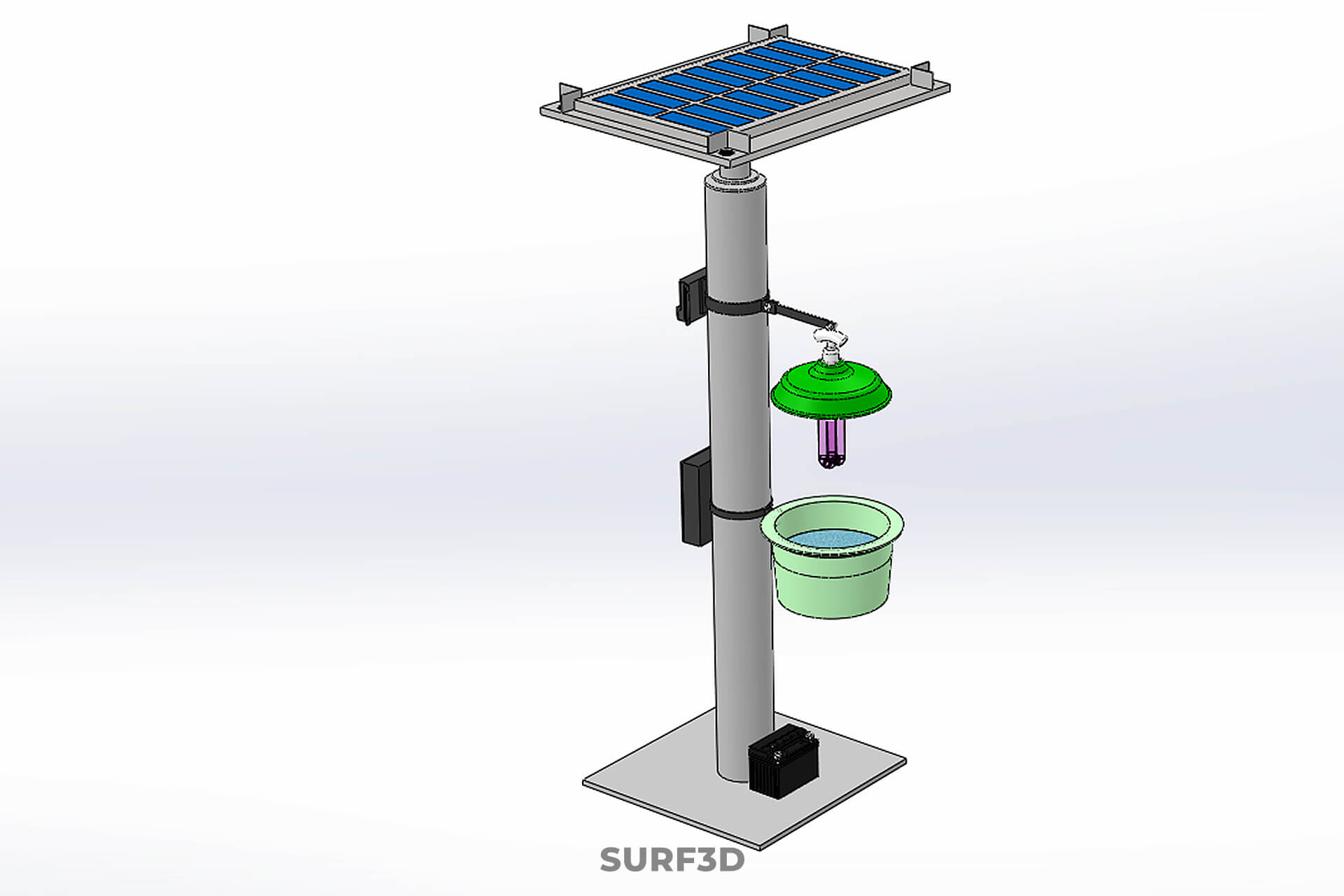 Solar Powered UV LED Light Lamp Insect Trap Pest Bug Catcher 3D Model
