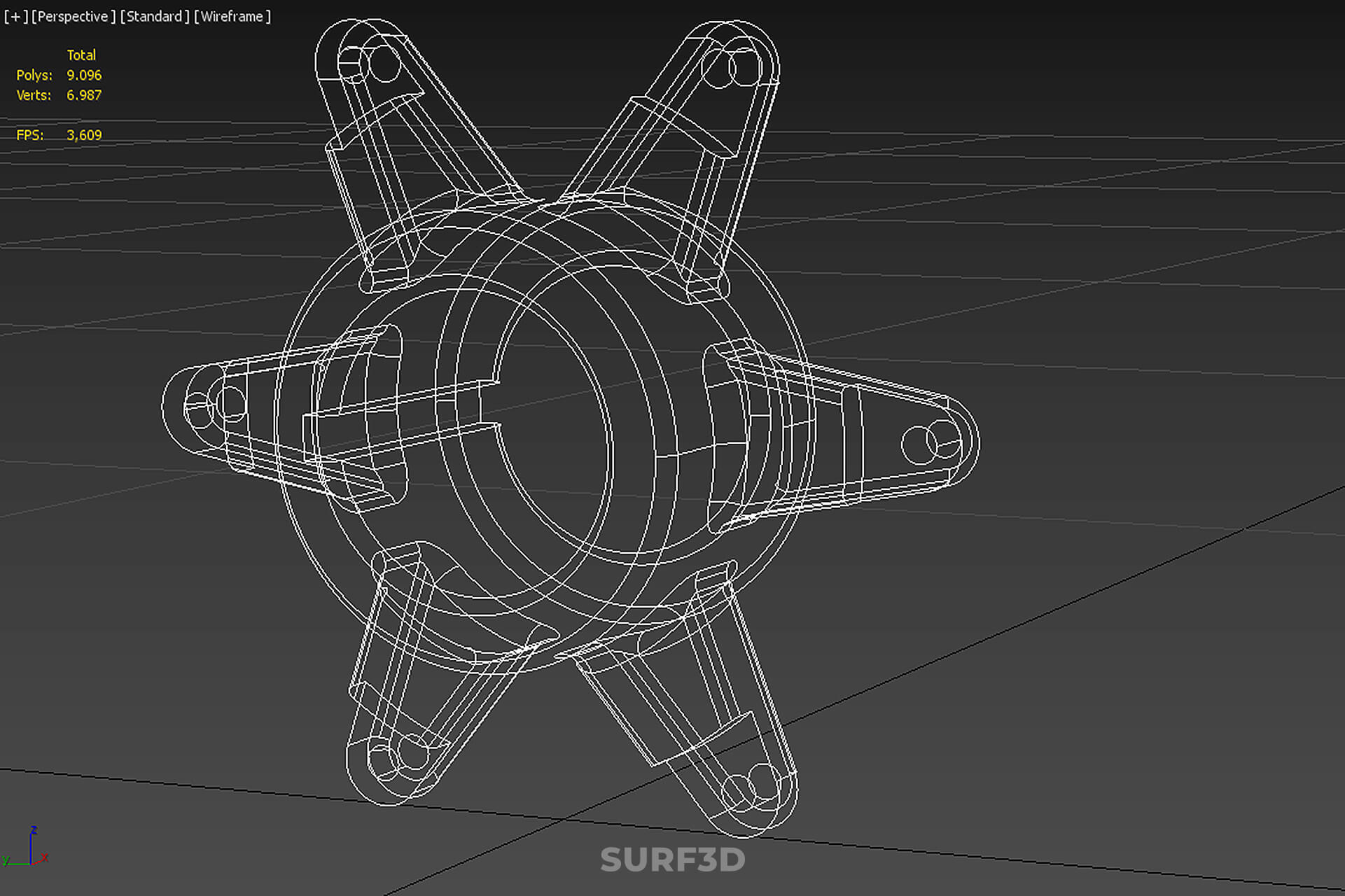 Star Flange Hub Mounting Bracket Sprocket Disc Carrier Spoke 3D Model