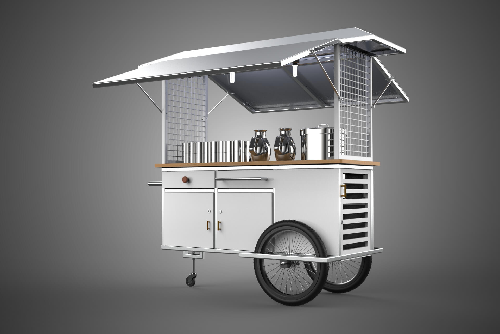 Street Food Cart Trolley Beverage Stall Vending Booth Kiosk 3D Model