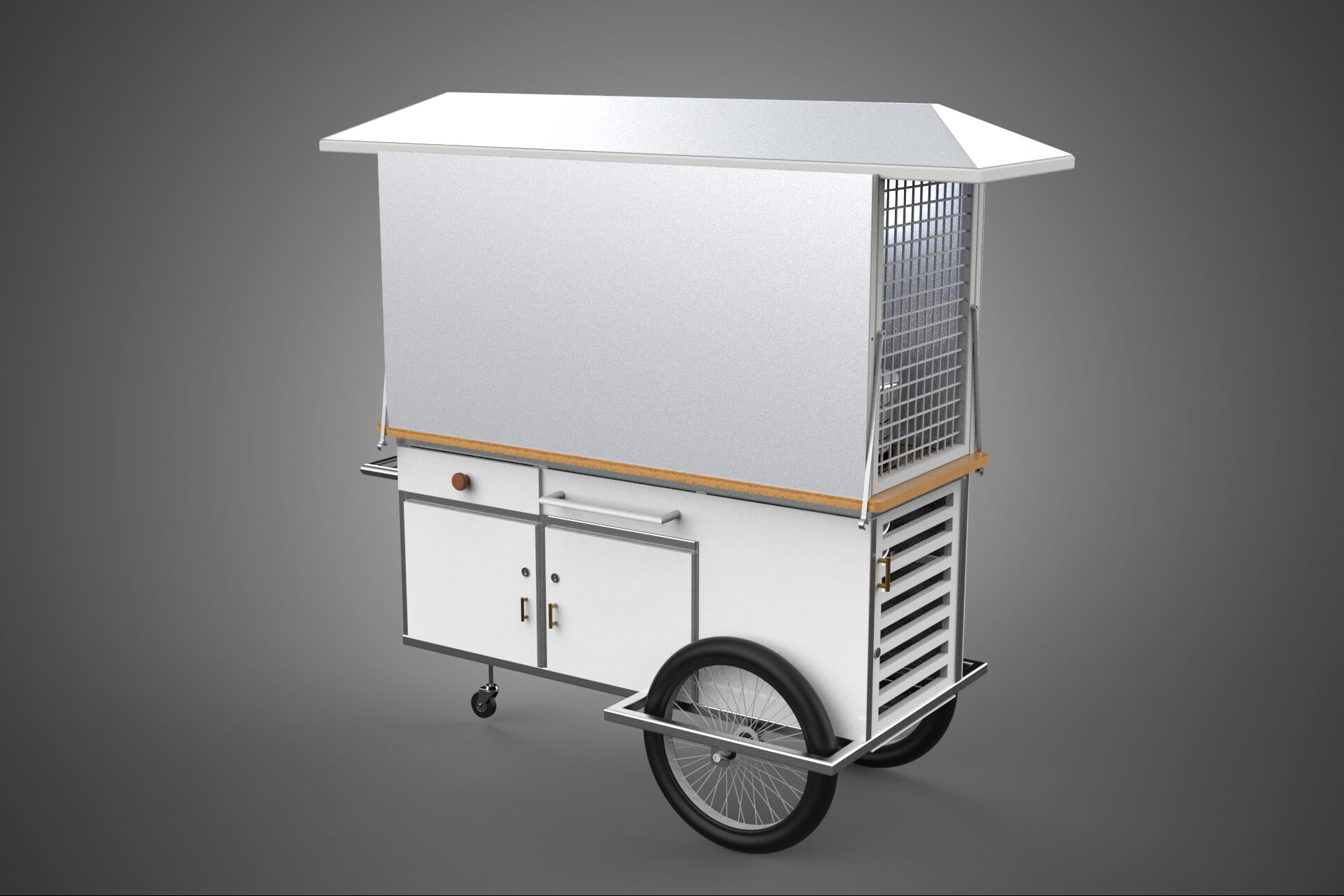 Street Food Cart Trolley Beverage Stall Vending Booth Kiosk 3D Model