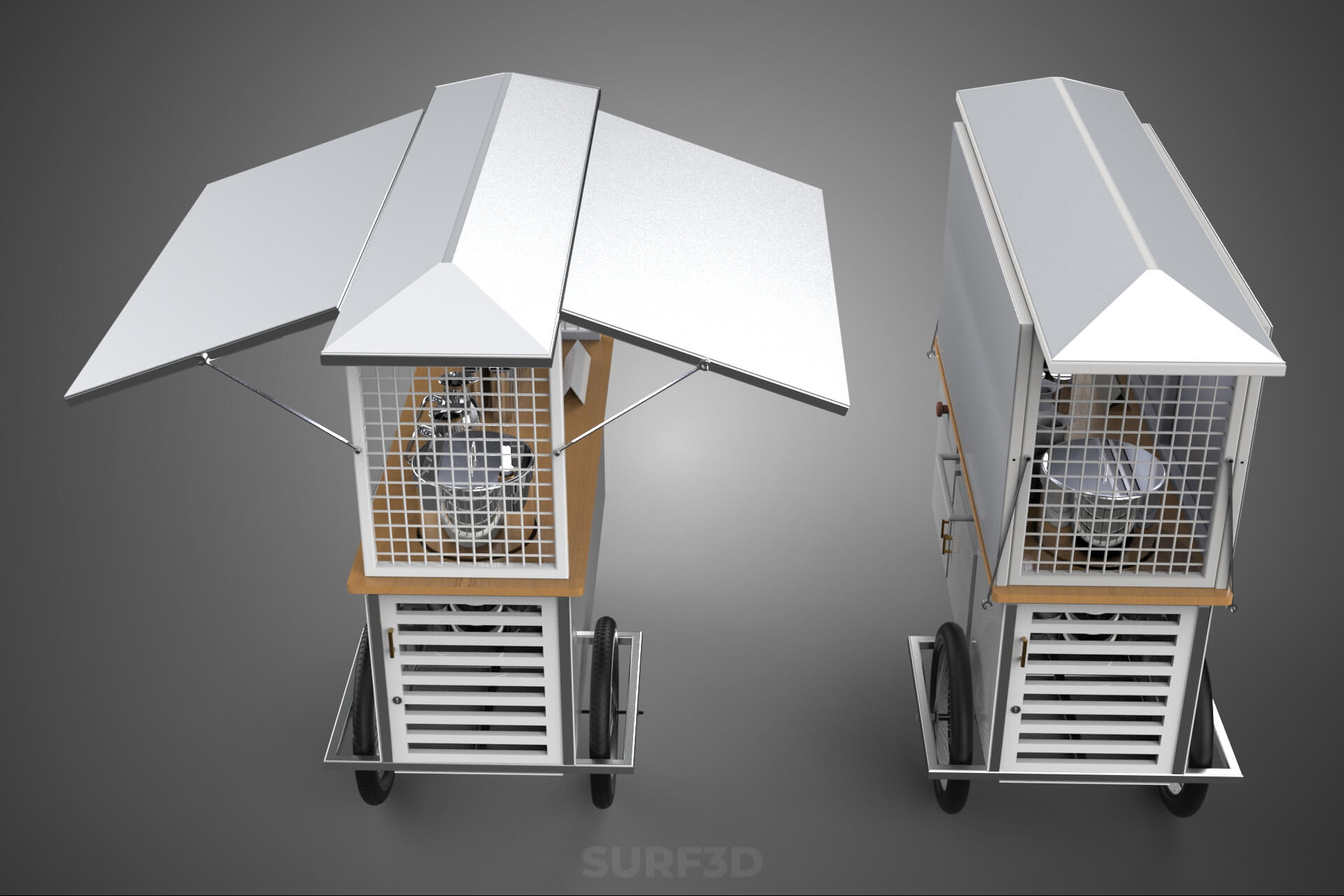 Street Food Cart Trolley Beverage Stall Vending Booth Kiosk 3D Model