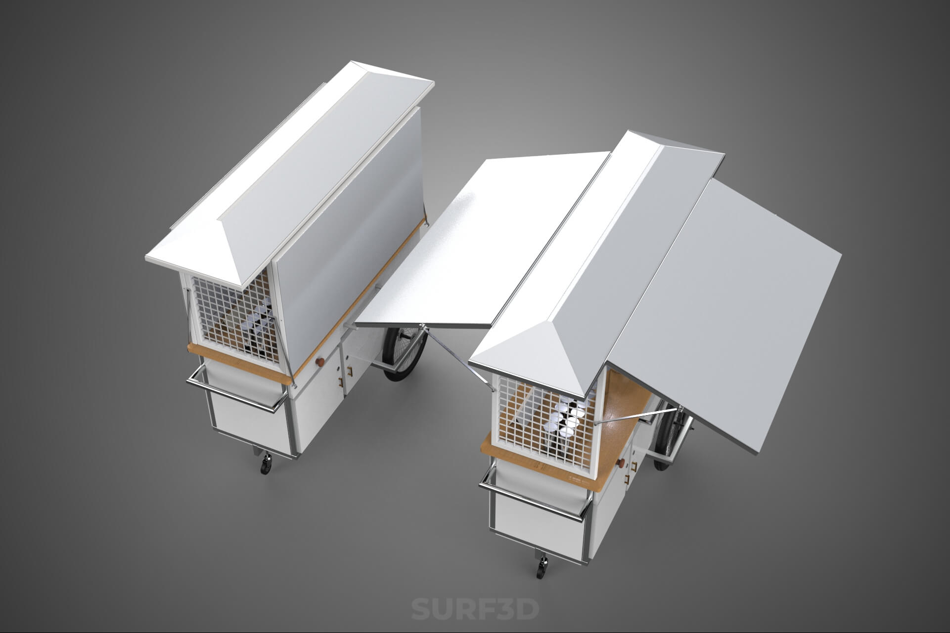 Street Food Cart Trolley Beverage Stall Vending Booth Kiosk 3D Model