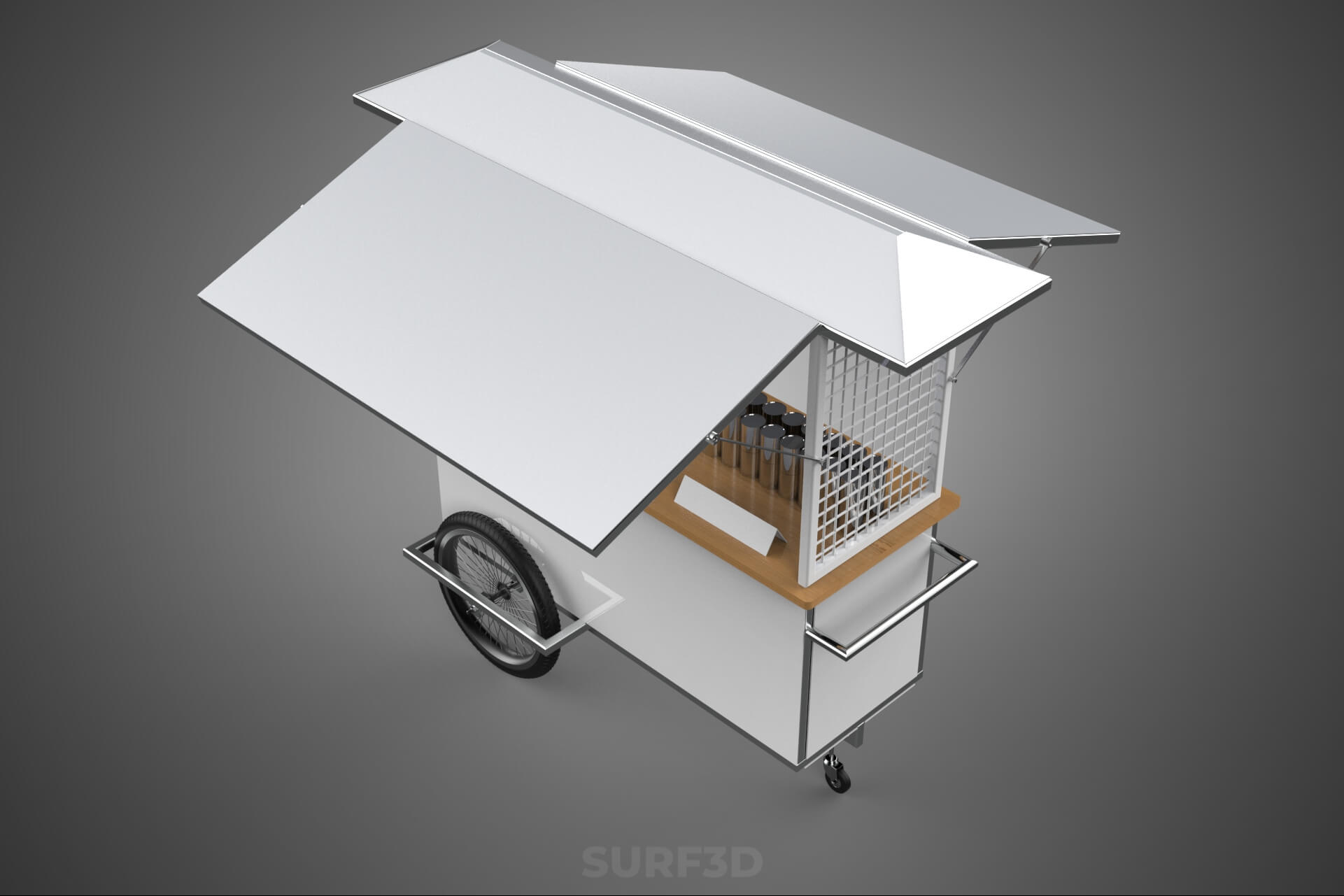 Street Food Cart Trolley Beverage Stall Vending Booth Kiosk 3D Model