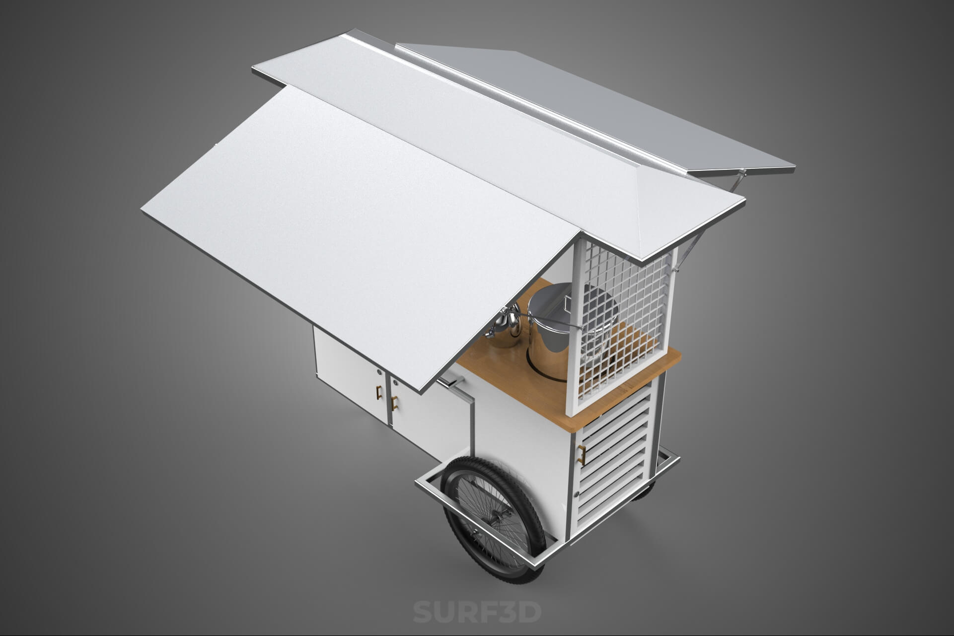 Street Food Cart Trolley Beverage Stall Vending Booth Kiosk 3D Model