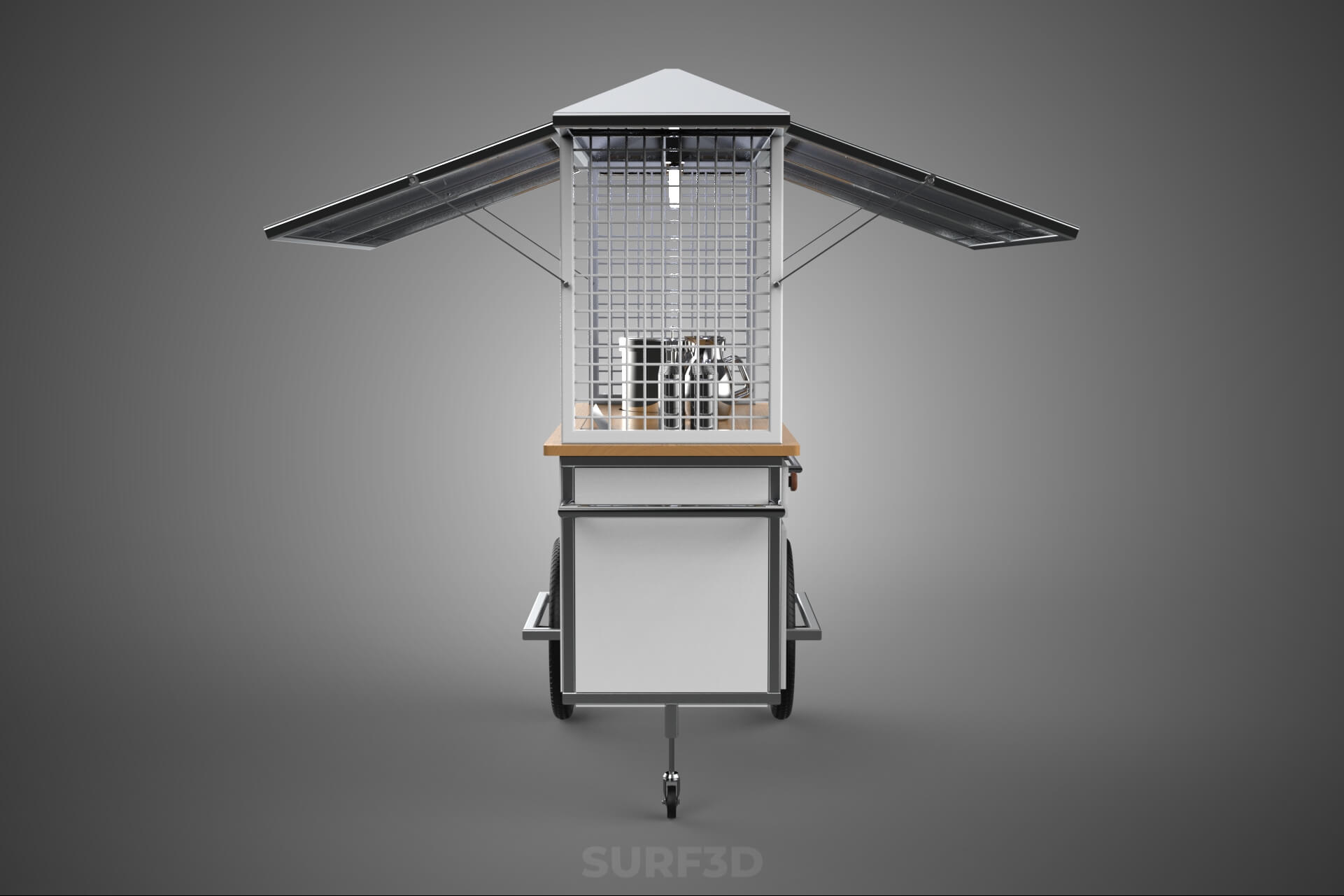 Street Food Cart Trolley Beverage Stall Vending Booth Kiosk 3D Model