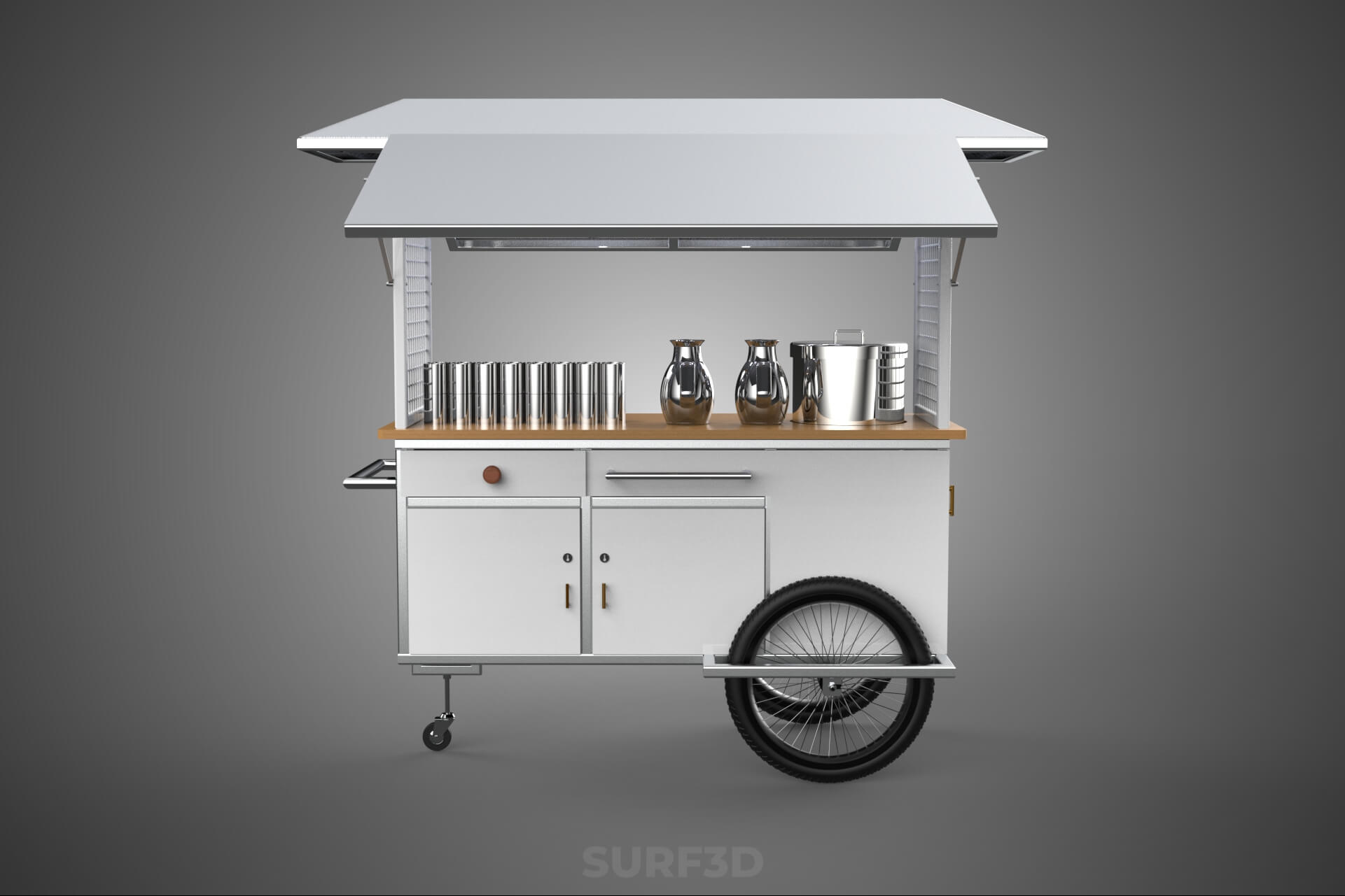 Street Food Cart Trolley Beverage Stall Vending Booth Kiosk 3D Model