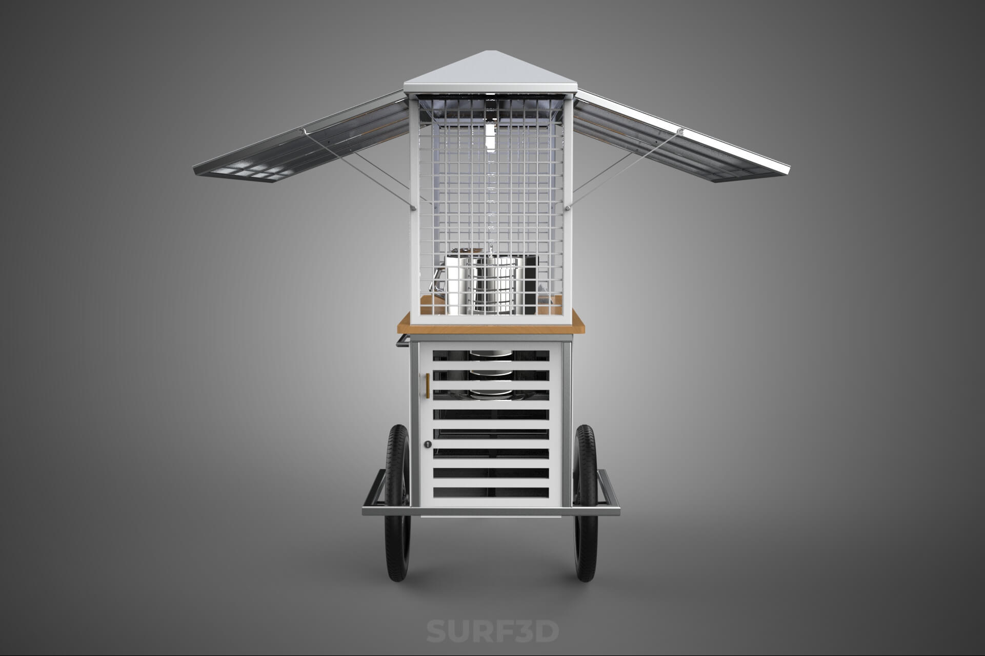 Street Food Cart Trolley Beverage Stall Vending Booth Kiosk 3D Model