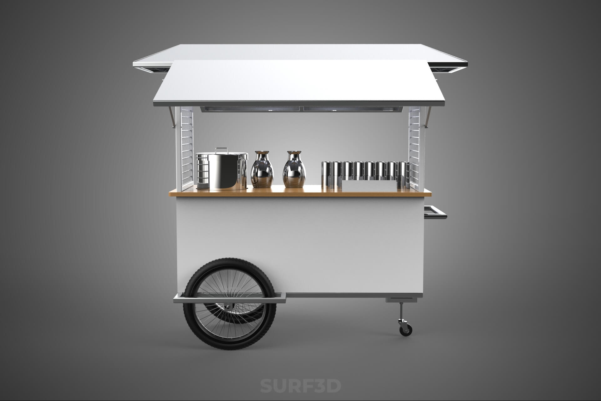 Street Food Cart Trolley Beverage Stall Vending Booth Kiosk 3D Model