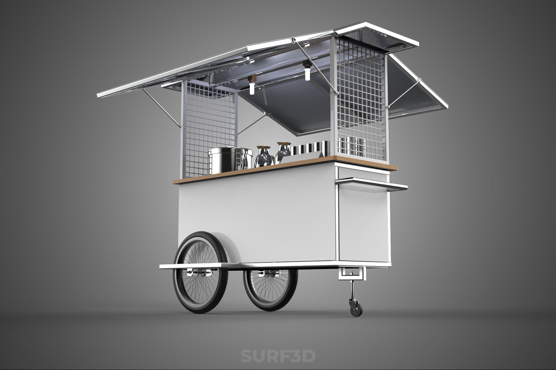 Street Food Cart Trolley Beverage Stall Vending Booth Kiosk 3D Model