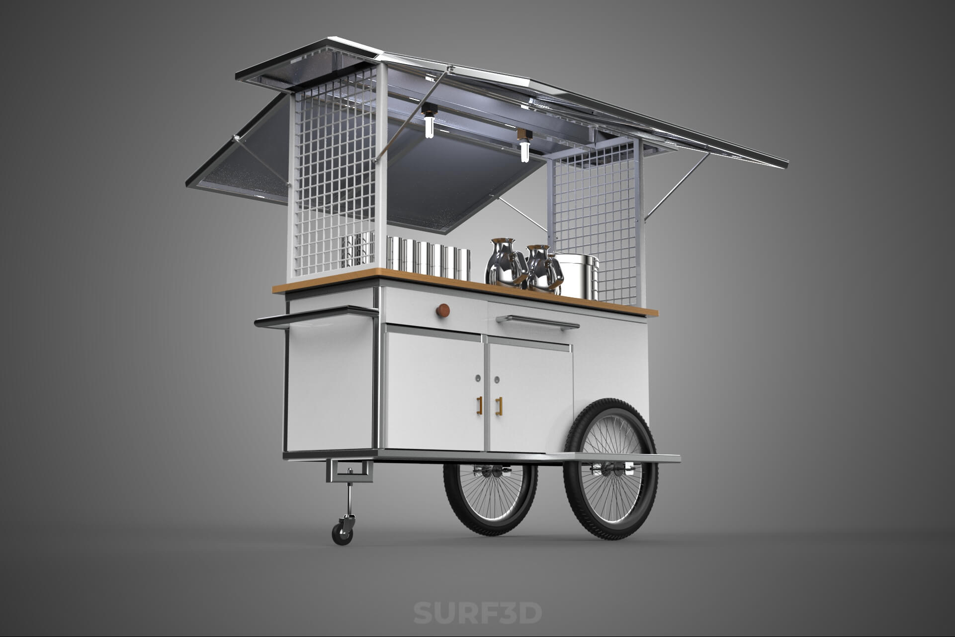 Street Food Cart Trolley Beverage Stall Vending Booth Kiosk 3D Model