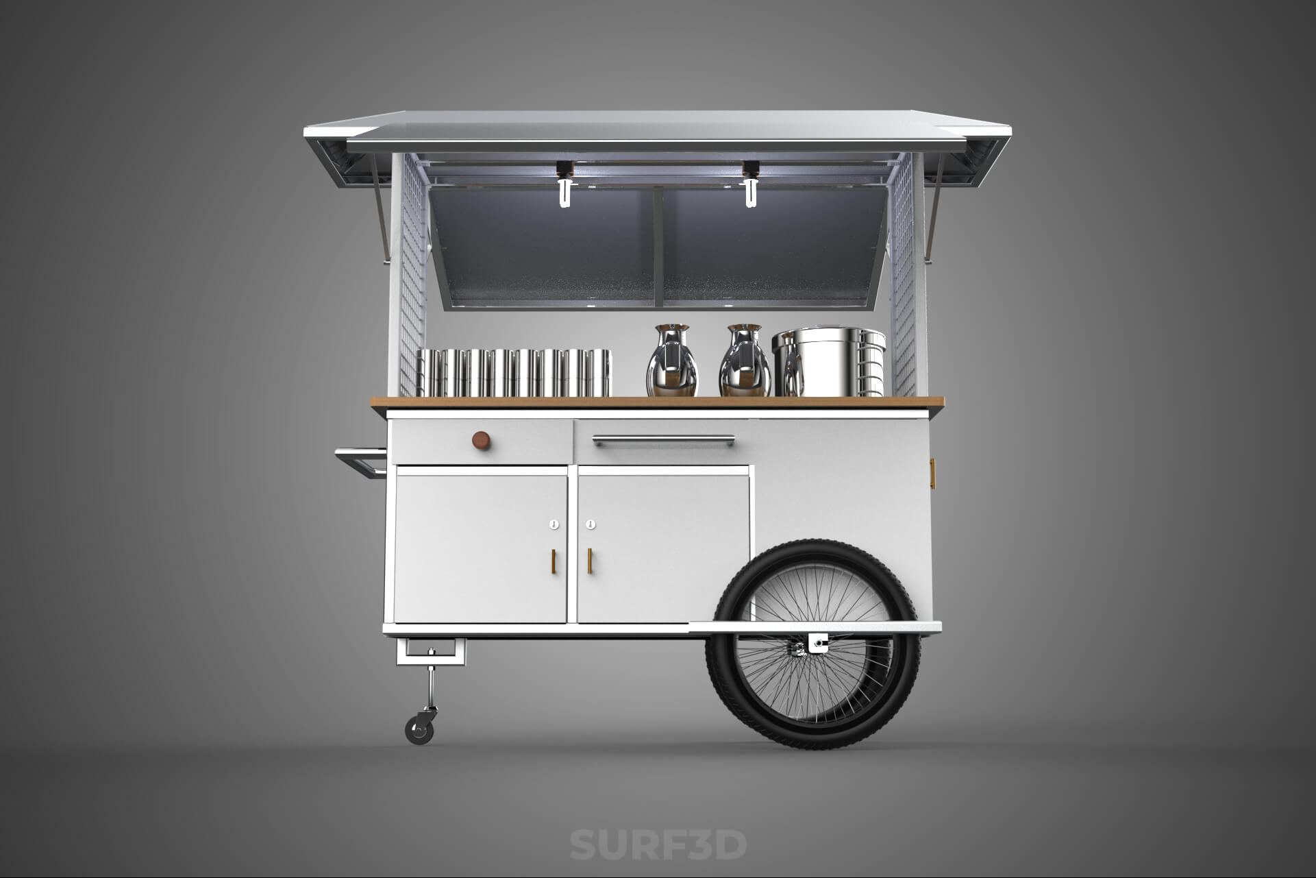 Street Food Cart Trolley Beverage Stall Vending Booth Kiosk 3D Model