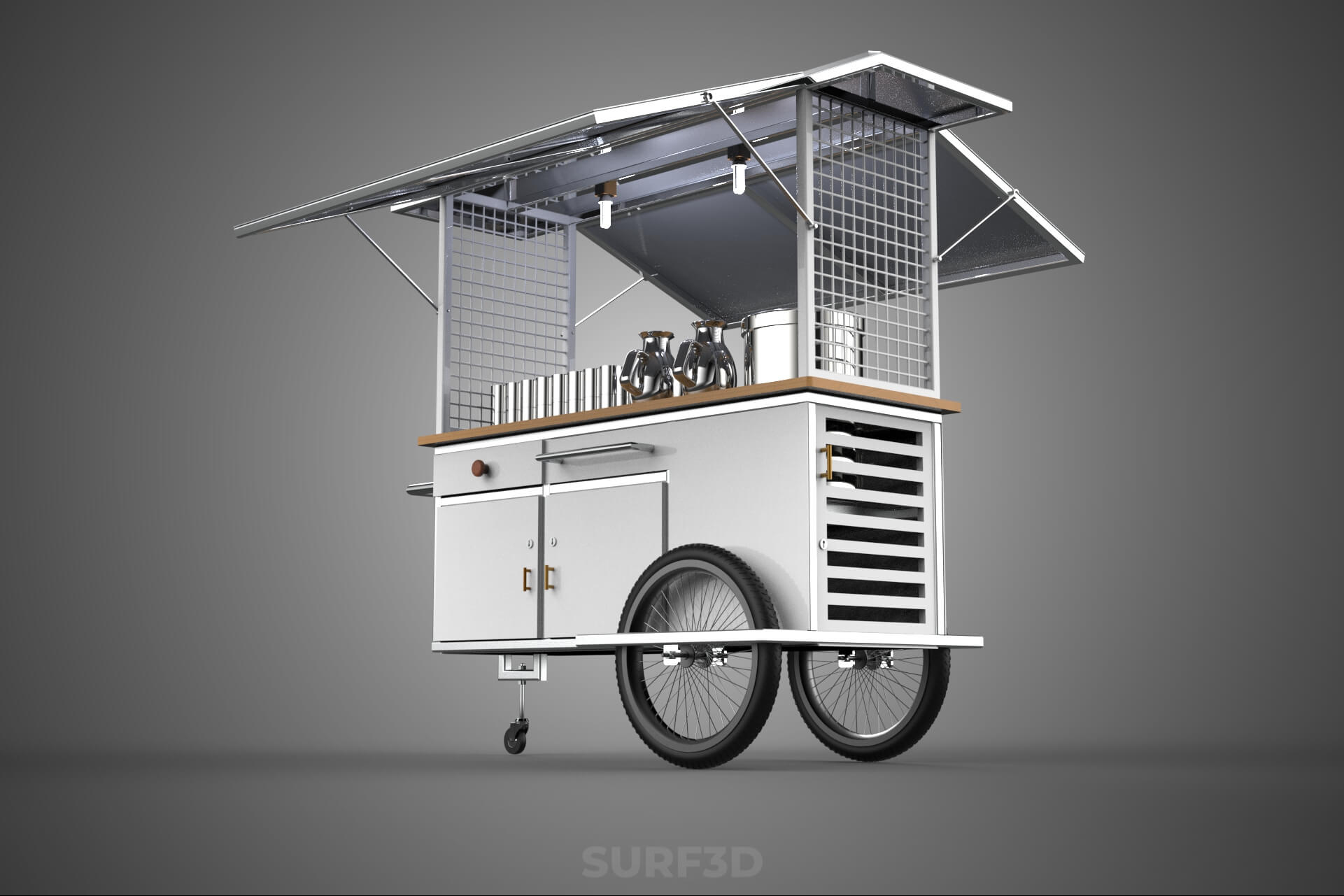 Street Food Cart Trolley Beverage Stall Vending Booth Kiosk 3D Model