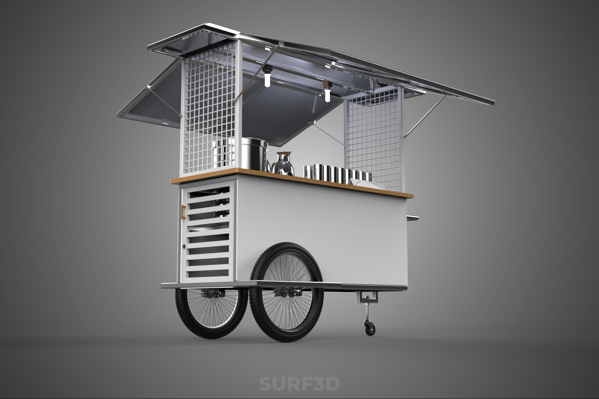Street Food Cart Trolley Beverage Stall Vending Booth Kiosk 3D Model