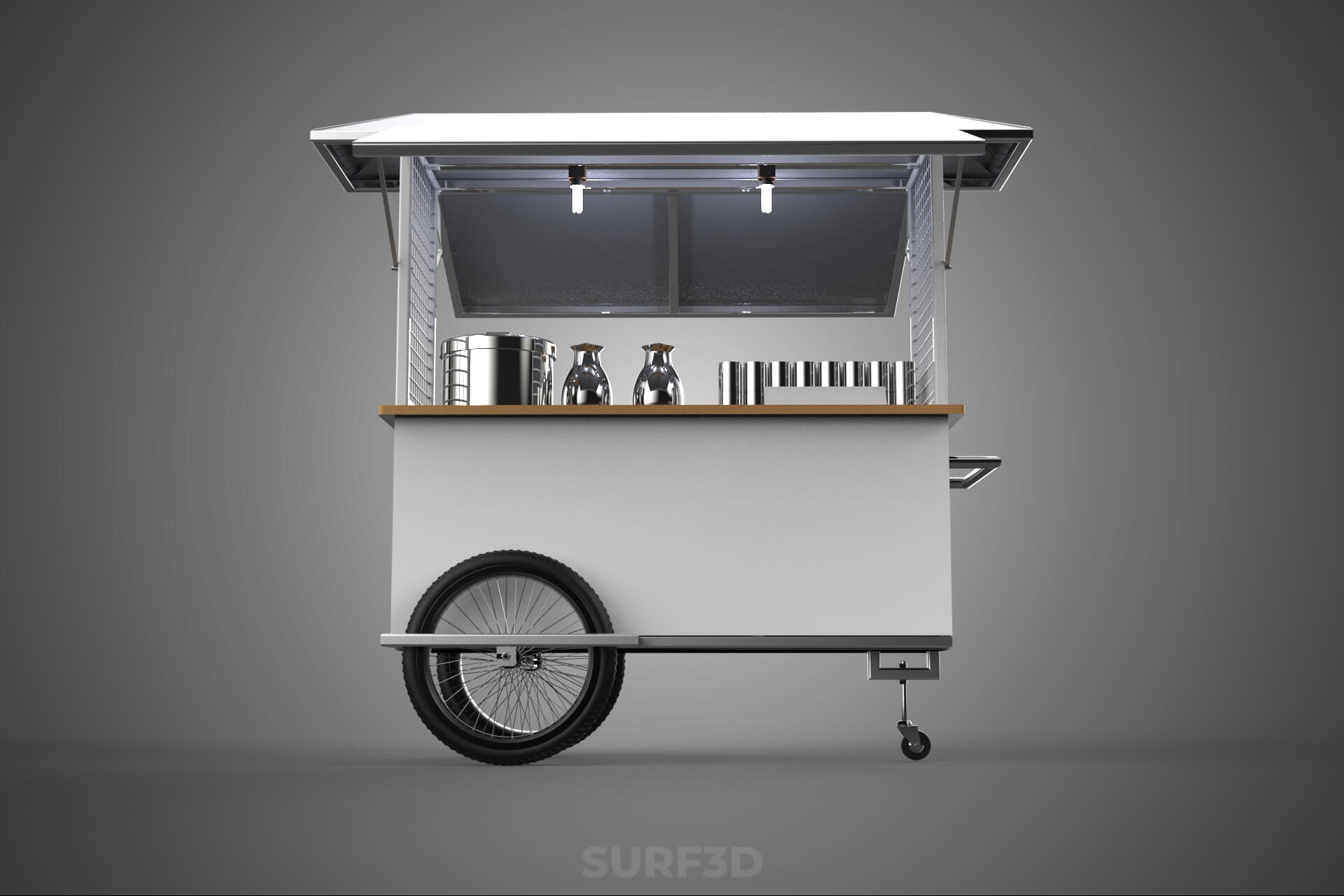 Street Food Cart Trolley Beverage Stall Vending Booth Kiosk 3D Model
