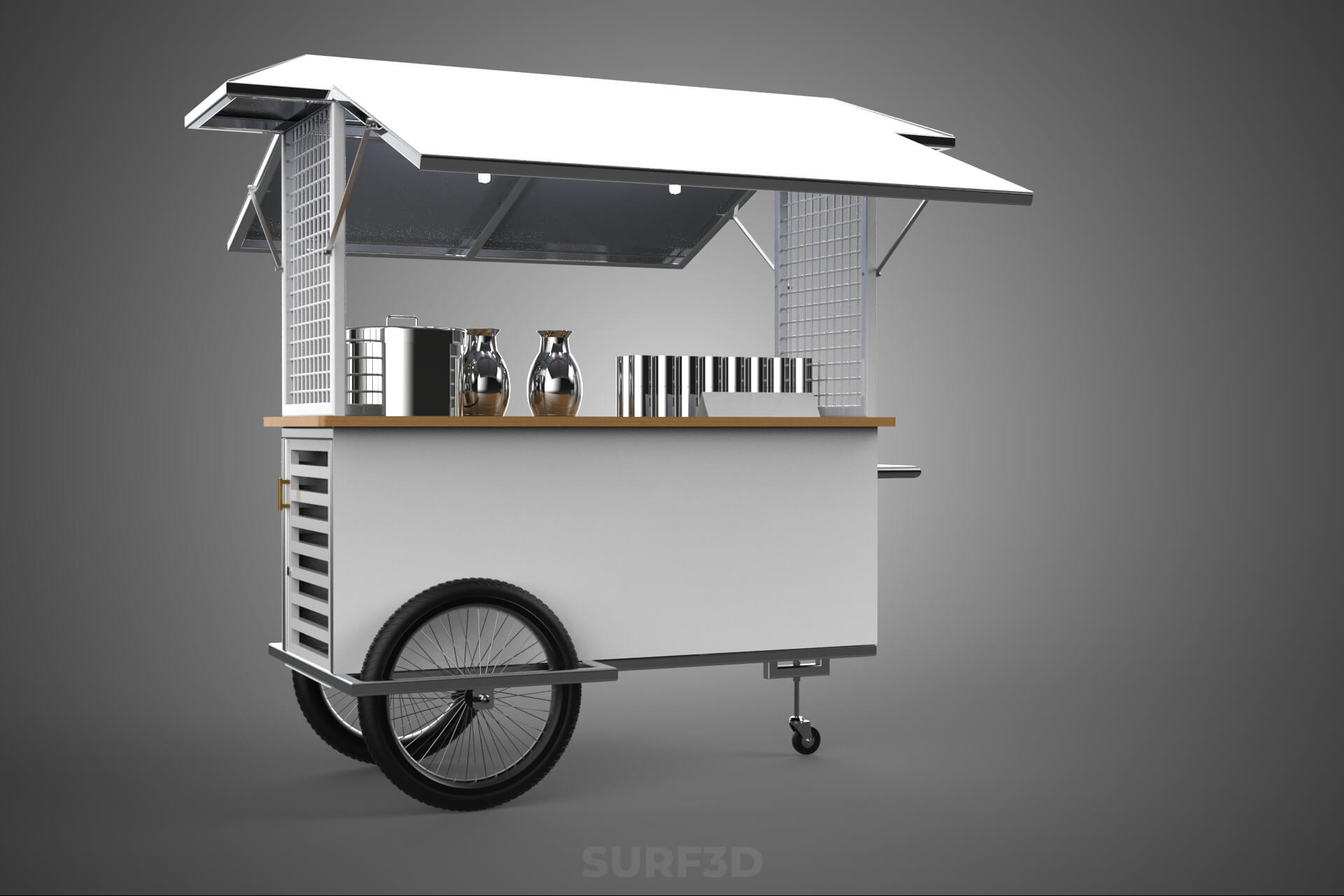 Street Food Cart Trolley Beverage Stall Vending Booth Kiosk 3D Model