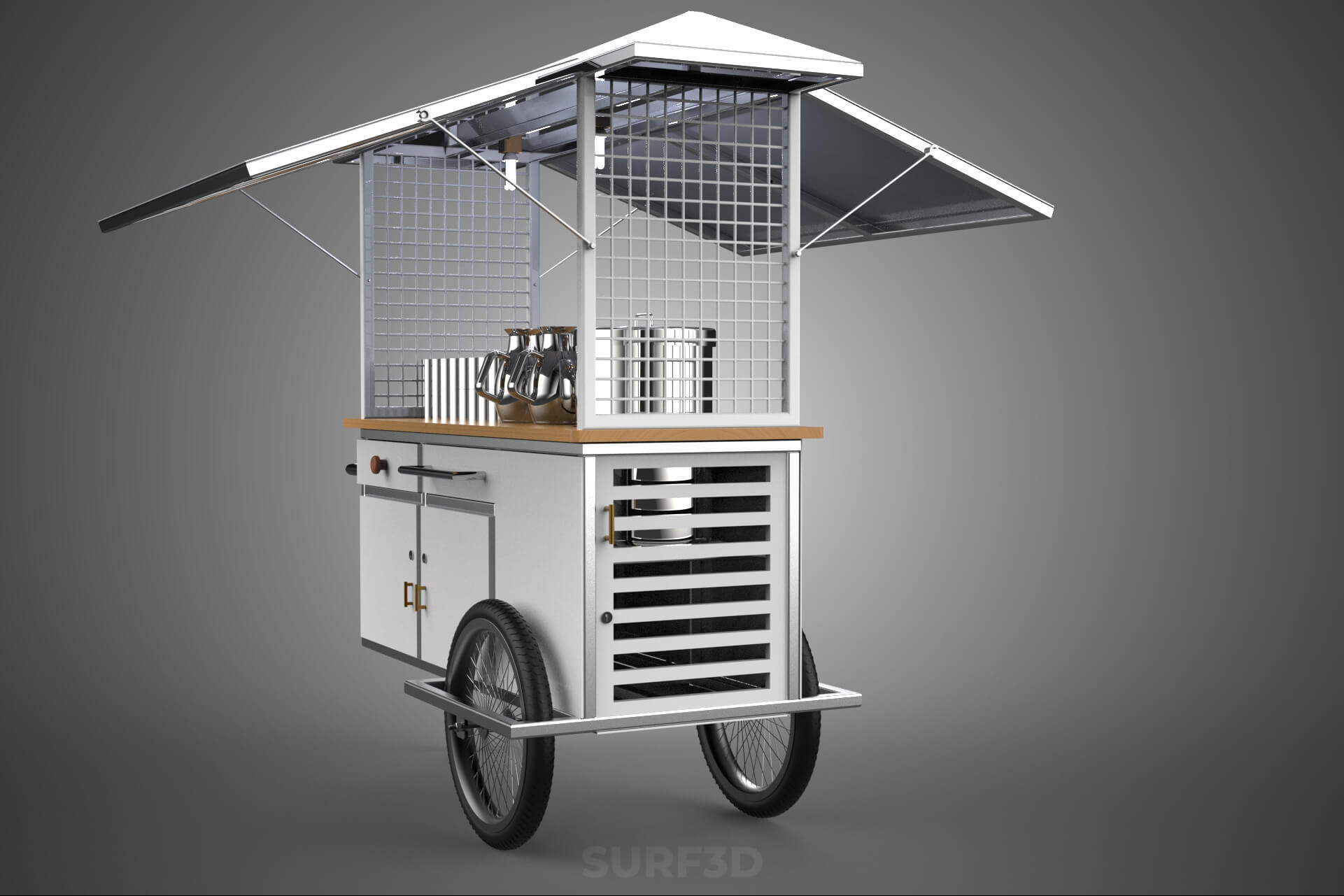 Street Food Cart Trolley Beverage Stall Vending Booth Kiosk 3D Model