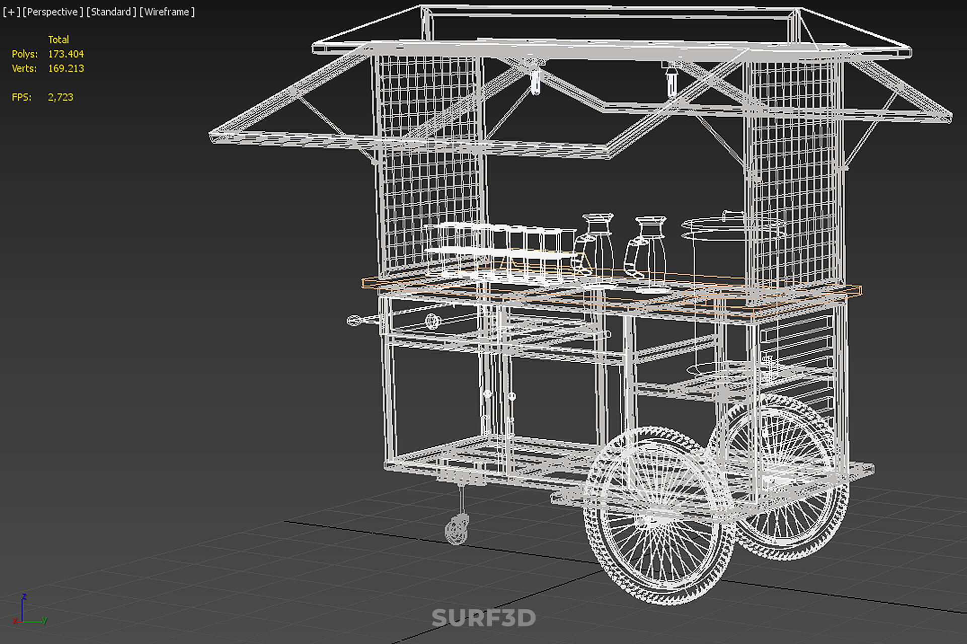 Street Food Cart Trolley Beverage Stall Vending Booth Kiosk 3D Model