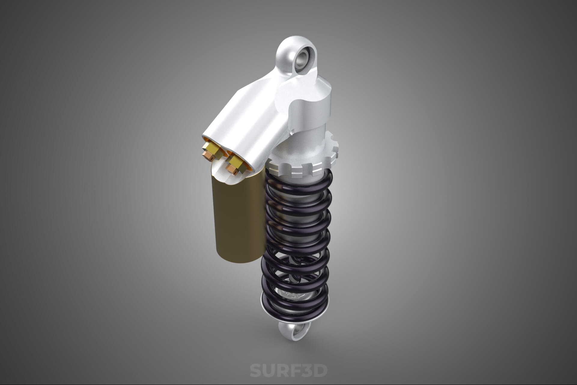 Suspension Shock Absorber Breaker Spring Coil Piggyback Tank 3D Model