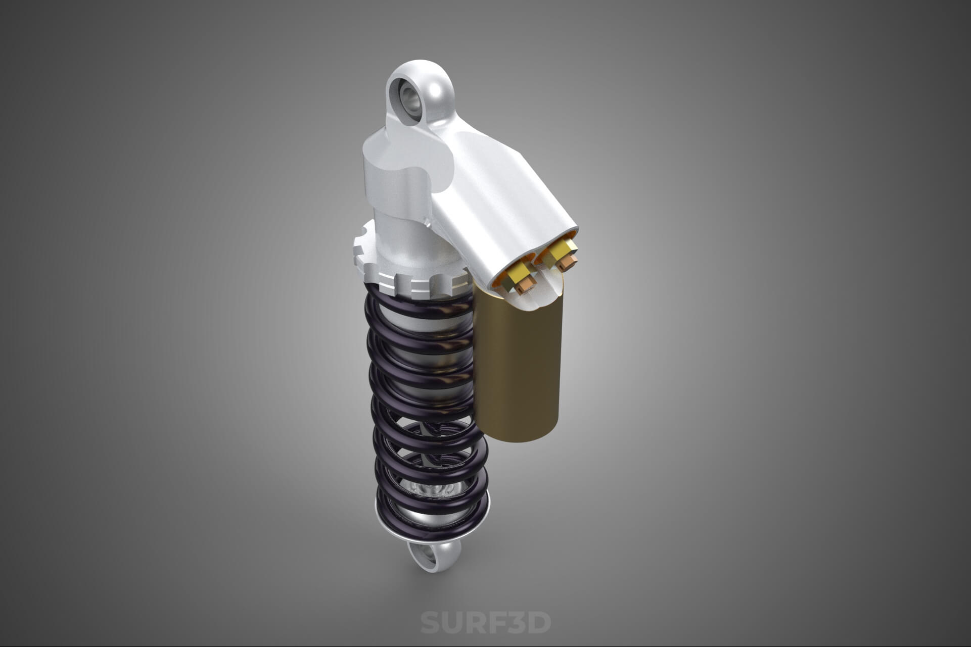 Suspension Shock Absorber Breaker Spring Coil Piggyback Tank 3D Model