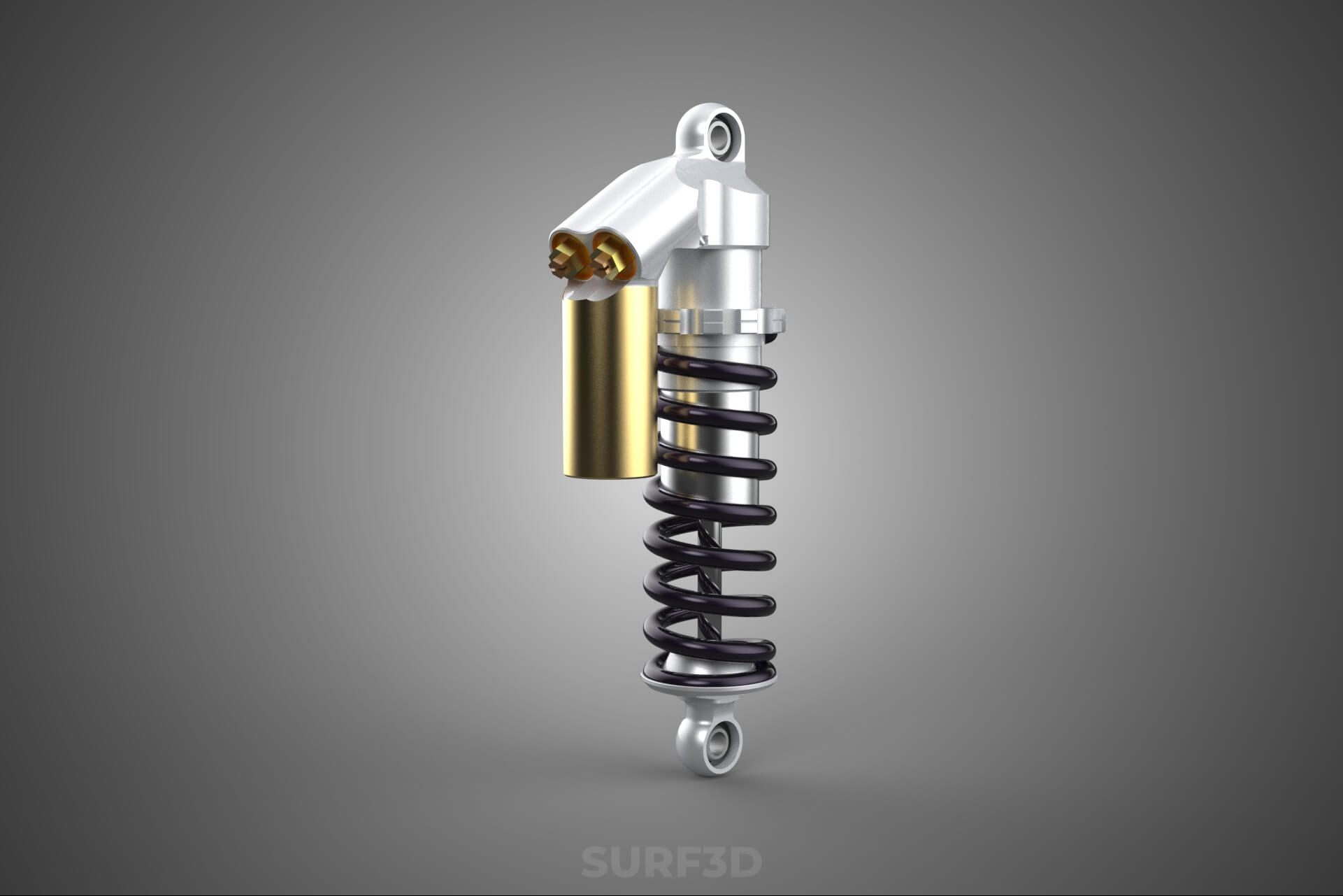Suspension Shock Absorber Breaker Spring Coil Piggyback Tank 3D Model