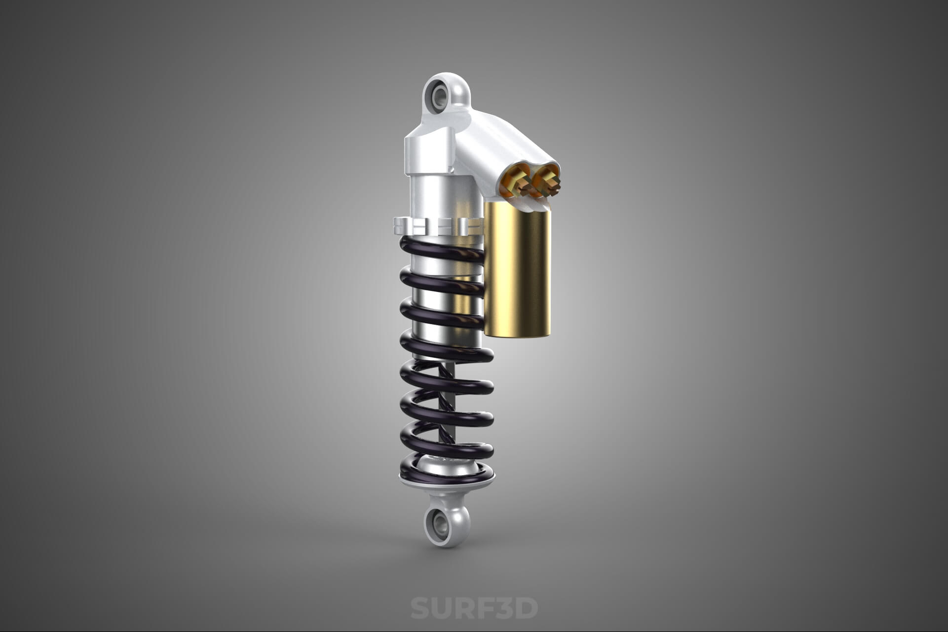 Suspension Shock Absorber Breaker Spring Coil Piggyback Tank 3D Model