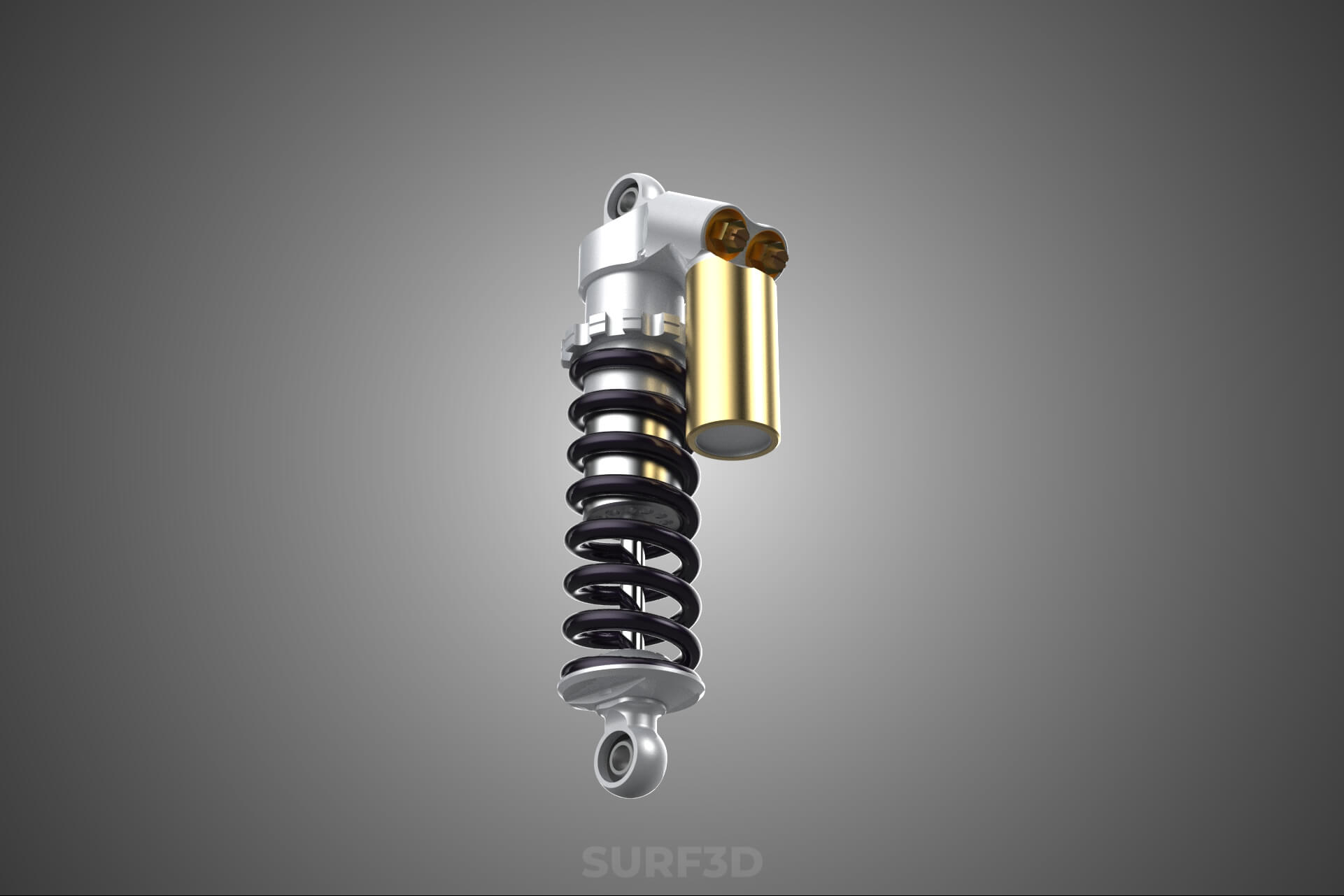 Suspension Shock Absorber Breaker Spring Coil Piggyback Tank 3D Model