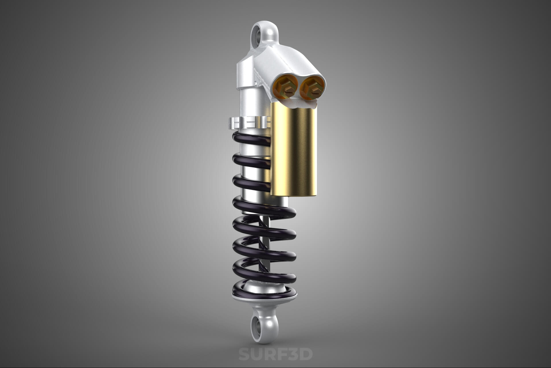 Suspension Shock Absorber Breaker Spring Coil Piggyback Tank 3D Model