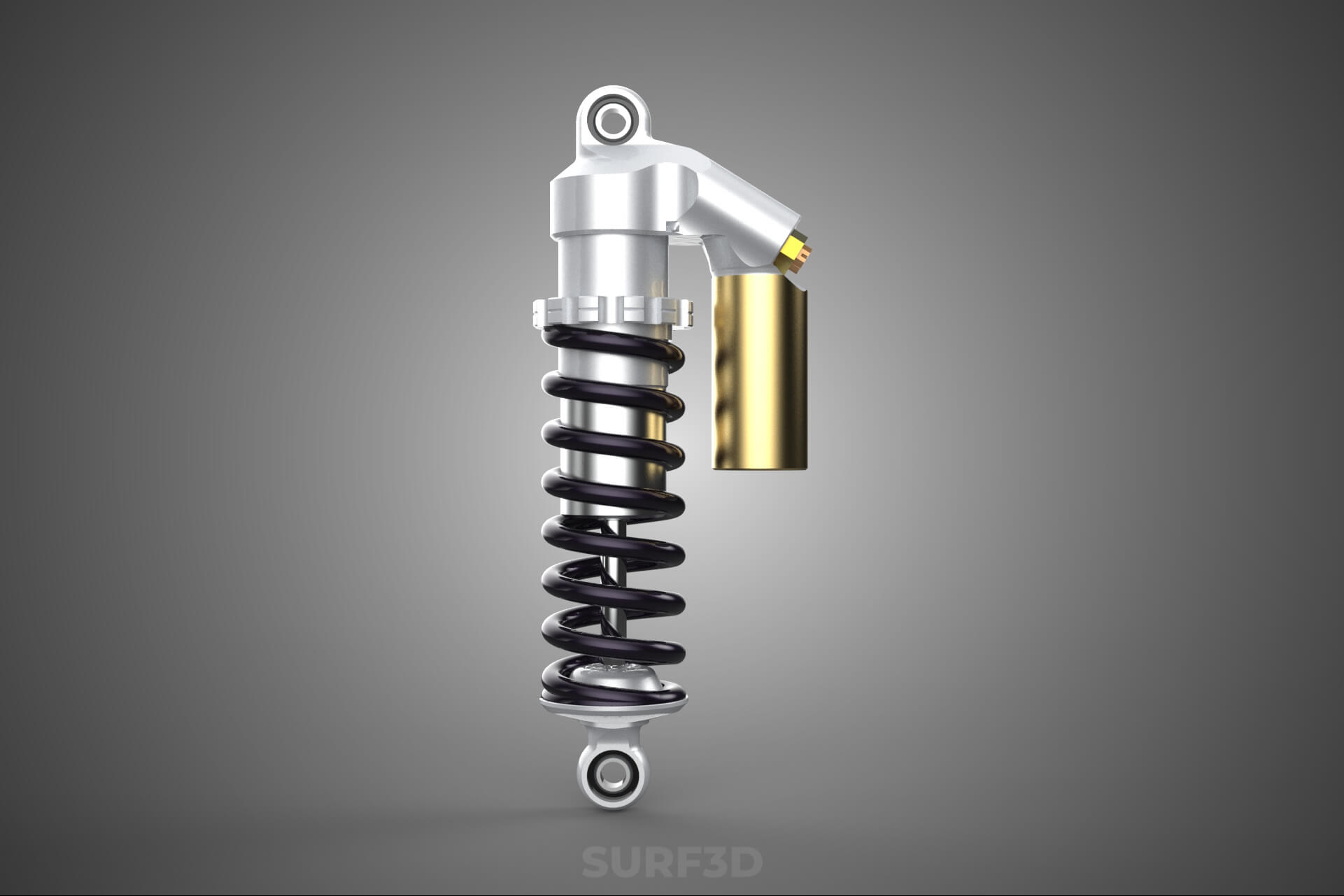 Suspension Shock Absorber Breaker Spring Coil Piggyback Tank 3D Model