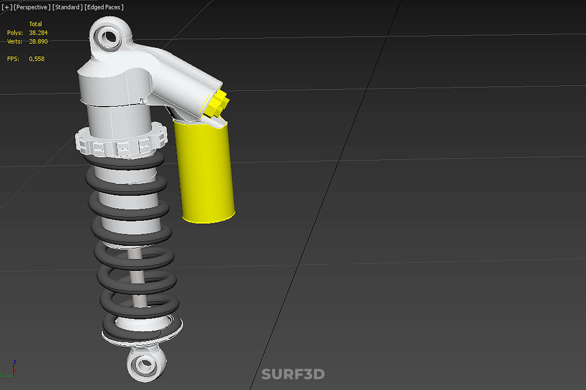 Suspension Shock Absorber Breaker Spring Coil Piggyback Tank 3D Model
