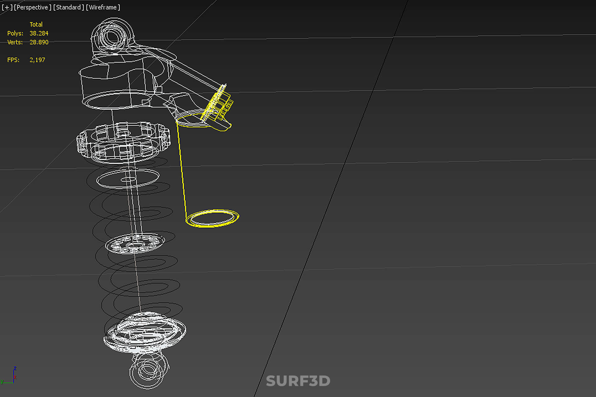 Suspension Shock Absorber Breaker Spring Coil Piggyback Tank 3D Model