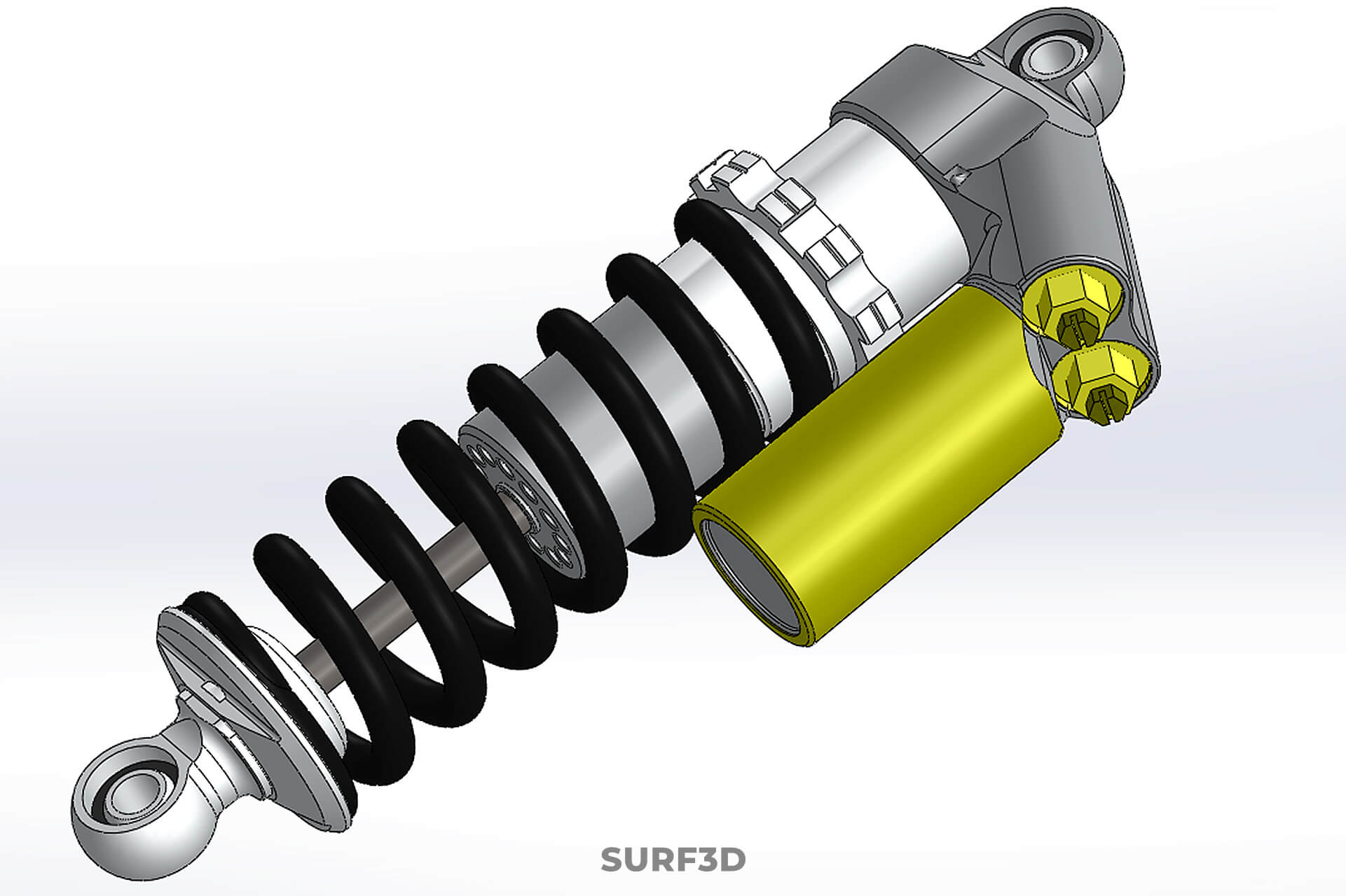 Suspension Shock Absorber Breaker Spring Coil Piggyback Tank 3D Model