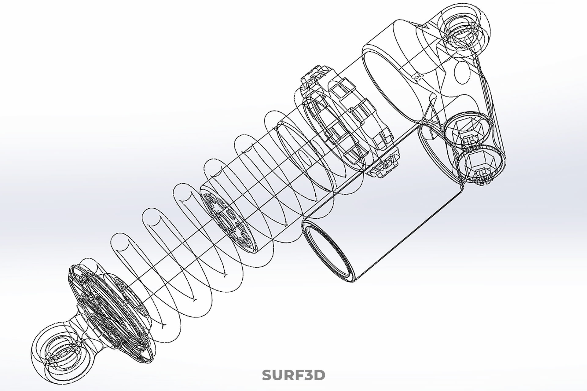Suspension Shock Absorber Breaker Spring Coil Piggyback Tank 3D Model