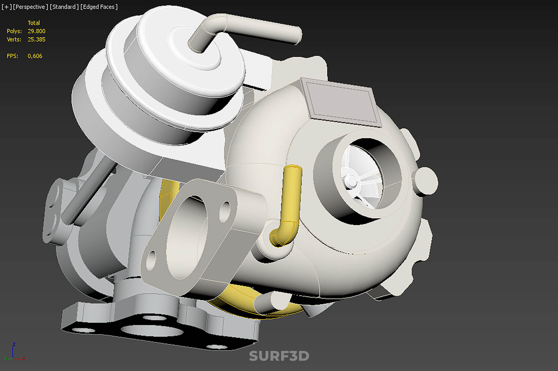 Turbo Turbocharger Blower Turbine Compressor Boost Engine HP 3D Model