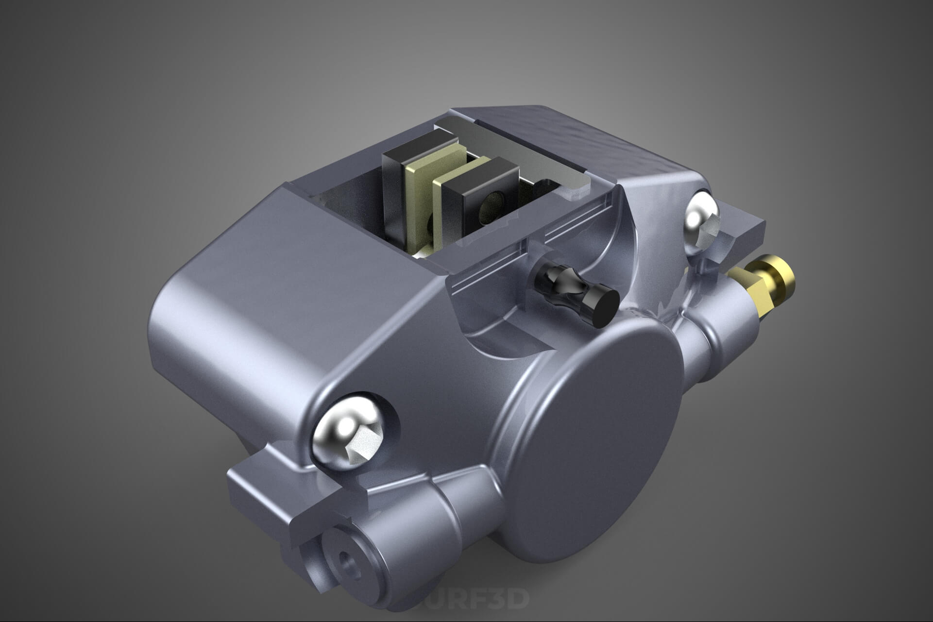 Two 2 Pot Fixed Opposed Cylinder Piston Disc Brake Caliper 3D Model