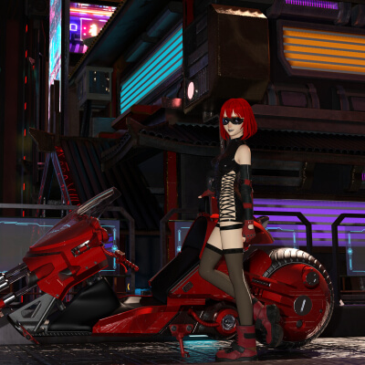 Bike girl Toon 3D Wallpaper