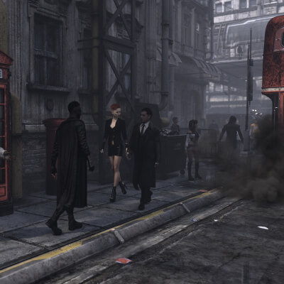 Future Street Scene 3D Wallpaper