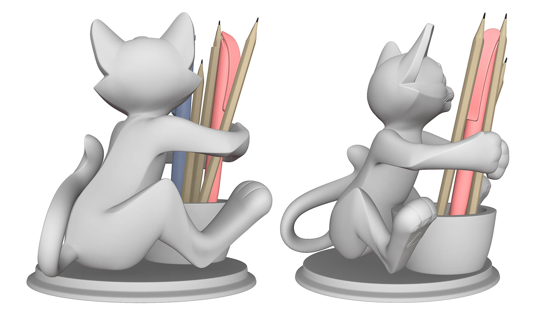 Cat Stand For Pens and Pencils 3D Model
