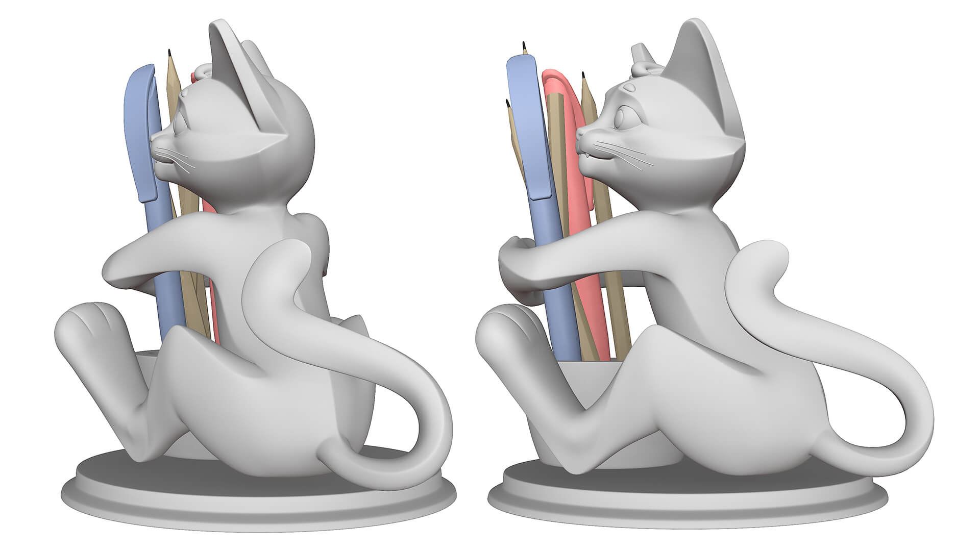 Cat Stand For Pens and Pencils 3D Model